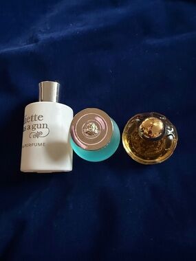 Miniture Perfume Trio — White, Aqua & Amber Bottles